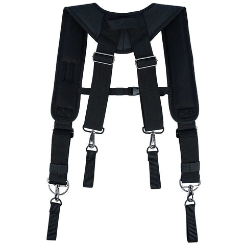 Heavy Duty Tool Belt Suspenders With Padded Straps For All Day Comfort And Back Support Construction Bag Harness black front view
