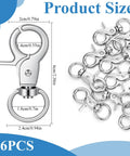 SHENLIU 36-pack metal trigger snap hooks with swivel ring; silver, heavy-duty, 2.3-inch size