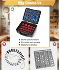 Detachable Thread Gauge Kit With 60 Nut And Bolt Gauges, 30 Inch And 30 Metric Box Set open view with storage case