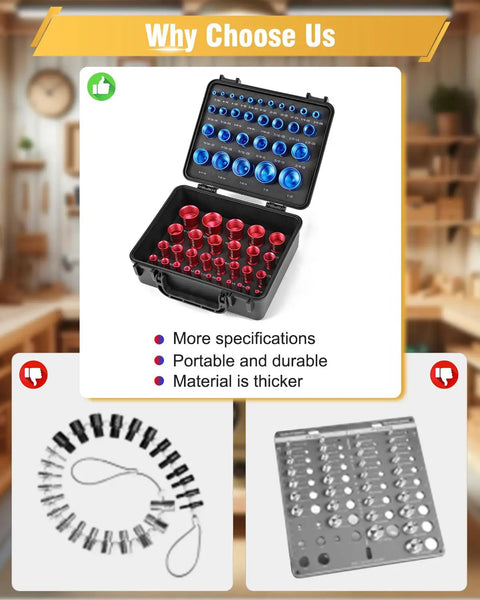 Detachable Thread Gauge Kit With 60 Nut And Bolt Gauges, 30 Inch And 30 Metric Box Set open view with storage case