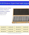 Top Shelf 12 Pair Parallel Blocks Set For CNC Milling And Table Saw in wooden box, features 24 pieces, hardened steel for accurate setups.