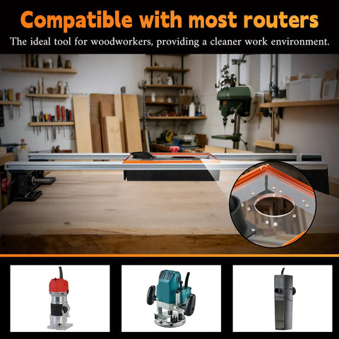20Mm Linear Rail Router Sled Slide Connector with dust collection for SBR20UU and SCS20UU blocks shown in workshop setup
