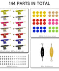Fingerboard Hardware Kit With 14 Multicolor Trucks, 48 Wheels, 60 Screws, 30 Nuts And 4 Spanner Tools for 96mm Decks