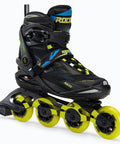 Helium II TIF Inline Skates For Men with Lightweight Breathable Build, Black Lime color, showing 84mm wheels and memory buckle, Size 10