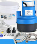 Universal Descaling Kit For Gas And Electric Tankless Water Heaters With 1/2 HP Submersible Pump, Two 6 Ft Stainless Hoses, 3.5 Gallon Bucket, And Steel Spanner, Fast Pro Grade Tankless Flush System