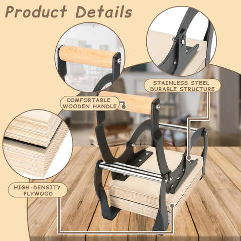 Dope Compact Linocut Press For Printmaking With Hand Lever Operation showing wooden handle and stainless steel structure