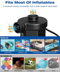 2 In 1 Electric Air Pump Quick Fill And Deflate For Pools And Inflatables Delivers Up To 500 L Per Minute With 0.77 PSI