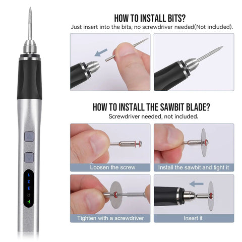 Upgrade 2 Way Rotary Electric Engraving Pen With 37 Bits Cordless USB Rechargeable Go To Portable DIY Engraver installation guide
