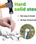 Heavy Duty 6.3 Inch Galvanized Landscape Stakes Spiral Metal Turf Spikes being hammered into hard soil