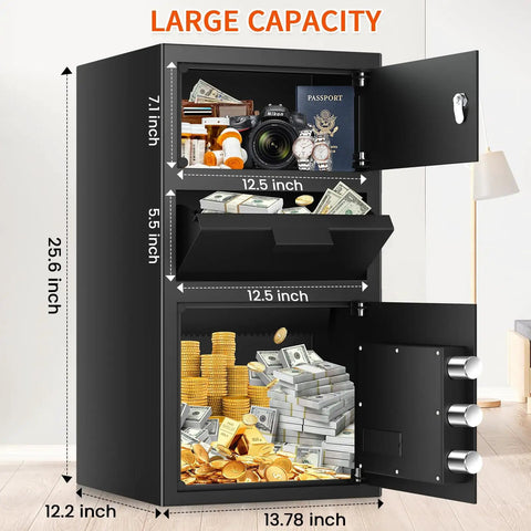 Heavy Duty Depository Drop Safe With Quick Deposit Slot Digital Keypad And Spare Key Perfect For Biz Cash Drops Retail Mailroom