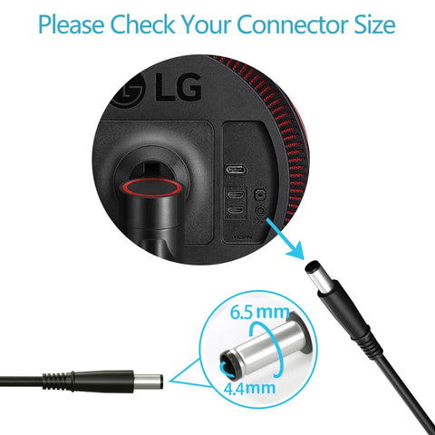 19V DC Monitor Power Cord Replacement For LCD LED Monitors And Widescreen HDTVs No Fuss Fits 22 23 24 27 Inch Displays And Flat Panel TVs Compatible Power Adapter Cord For Various Models, 6.5x4.4mm tip