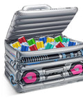 Inflatable Boom Box Beverage Cooler For Retro 80s 90s Parties, Blow Up Radio Cooler For Birthday Drink Favors pictured with colorful cans