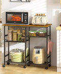 Must-Have Rolling Kitchen Microwave Cart With 3 Tier Shelves, Adjustable Shelf, And Lockable Wheels in a kitchen setting