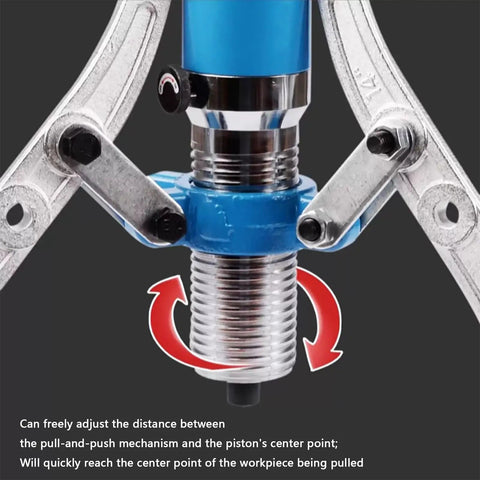 Close-up of the Beefy Hydraulic Gear Puller Kit With 2 And 3 Jaw Convertible Heads, showing adjustable pulling mechanism.