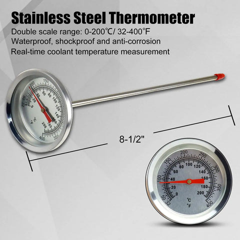 The Real Deal Wrench Ready 33 Piece Radiator Pressure Tester And Coolant Vacuum Refill Tool Kit For Universal Car Truck Cooling System Leak Detection And Manual Air Bleed Filling Set For Under The Hood Jobs - stainless steel thermometer with scale.
