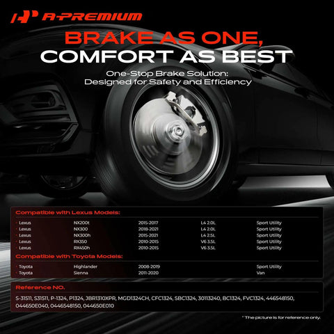 Straight Up Heavy Duty Front Brake Rotors And Ultra Low Dust Ceramic Pads Kit For Lexus Nx Rx Toyota Highlander Sienna 12 Point 91 Inch Backroad Ready Complete Swap on a vehicle wheel.