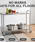 5 Inch Expanding Stem Caster Set Of 4 With Brakes For Table Legs, installed on a kitchen cart on various floor types