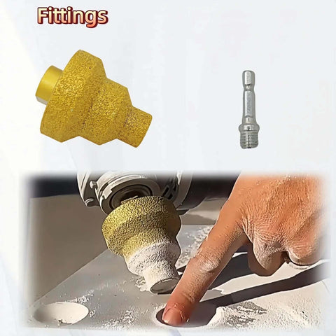 Diamond step drill bit set (20/35/50mm) with M10 thread; gold-coated for tile, concrete, marble