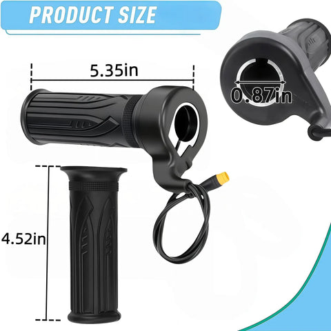 Full Twist Throttle Grip For Ebikes And Scooters, 12V To 72V Universal Voltage, 22.2mm Handlebar, size details in inches