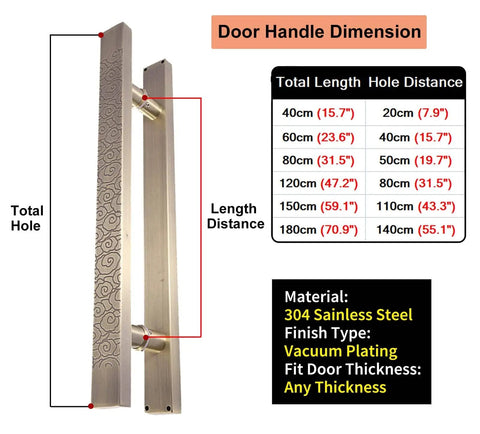 Shower Door Handle H Shape Sliding Door Handle With Cloud Pattern Gold 180cm Universal Door Pull for wood, glass, metal doors.