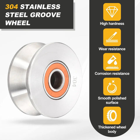 Built Tough V Groove Pulley Wheel Crafted From 304 Stainless Steel With 10mm Bore And 68mm Outer Diameter Featuring 9.5mm Width for smooth use.