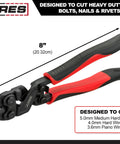 8 Inch Mini Bolt Cutter With Chrome Moly Steel Construction And Induction Hardened Blades For Heavy Duty Wire Bolt Nail And Rivet Cutting Built To Be A Beast For Pro Trades And DIY Projects Ready To Tackle Tough Jobs with ergonomic grip