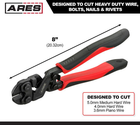 8 Inch Mini Bolt Cutter With Chrome Moly Steel Construction And Induction Hardened Blades For Heavy Duty Wire Bolt Nail And Rivet Cutting Built To Be A Beast For Pro Trades And DIY Projects Ready To Tackle Tough Jobs with ergonomic grip