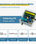 Ultimate Soldering Practice Kit With An All In One Capacitance And Frequency Meter, visible components and measurement symbols