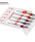Universal Regular Point Sewing Machine Needles Set for Woven Fabrics Assorted Sizes 80 12 90 14 100 16 Two Packs Compatible With Most Machines Like Brother Kenmore Color Coded for Easy Size Pick and Smooth Stitching compact storage case with assorted needles
