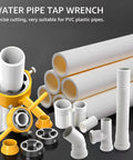 PVC Pipe Thread Maker Tool Kit With 12 Pcs Dies, DIY Ready Manual Pipe Threader Set with pipes and threading dies visible