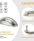 10 Pack 3 Inch Drawer Pulls Brushed Satin Nickel Cabinet Handles Cup Pulls Hole Center Kitchen Hardware Modern Look