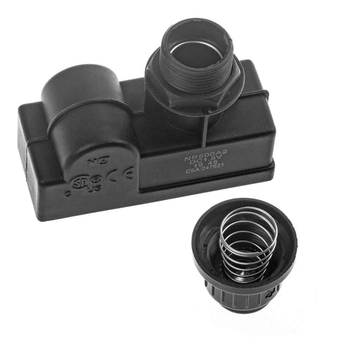 Two Pack AAA Battery Igniter Caps With Push Button Springs And Mounting Thread For Gas Fire Pit BBQ Grill Barbecue Spark Generator Replacement Easy Install Durable Caps, black plastic and steel, 18mm thread.