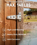 Heavy Duty 316 Marine Grade Stainless Steel T Hinges 8 By 4 Inches mounted on a wooden gate with a maximum load bearing of 140 lbs.