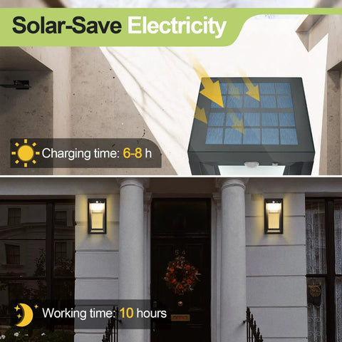Solar Outdoor Wall Lights With Motion Sensor And Dusk To Dawn Auto On At Night 3 Modes No Wires Needed Waterproof And Anti Rust Exterior Wall Fixture For Garage Front Porch And Yards Two Pack charging and working demonstration
