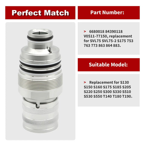 Female Hydraulic Quick Connect Coupler Replacement For SVL75 SVL75-2 S130 S150 S160 in silver, close-up view