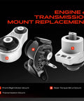 Heavy Duty Engine And Transmission Mount Kit With Torque Strut For Mazda CX7 07 To 12 Automatic showing front right motor and transmission mounts.