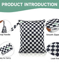 Leakproof Wet Dry Bag Set For Baby Gear 3 Pack Checkerboard Pattern with snap handle, smooth zipper, leak-free design