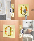 Two Pack Pocket Door Lock With Key For Sliding Barn Doors Recessed Two Sided Latch With Flush Handles Universal Left Or Right Handed Design Two And Three Eighths Inch Backset