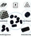 60 Piece Set Screws Kit Grub Screws With Allen Head M3 To M8 12 Sizes for Home Repair Furniture Electronics DIY Projects
