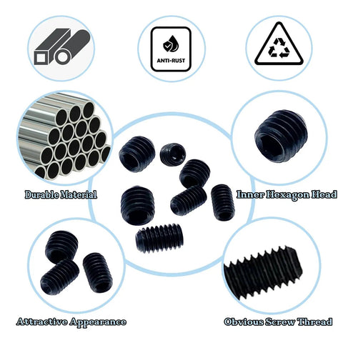 60 Piece Set Screws Kit Grub Screws With Allen Head M3 To M8 12 Sizes for Home Repair Furniture Electronics DIY Projects