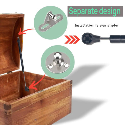 Two Pack 14 Inch Gas Spring Hinges For Toy Boxes And Cabinets 150N Heavy Duty Soft Close Safety Hinges Installed