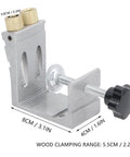 Adjustable Pocket Hole Jig Kit With Inclined Punch Locator for pro-grade precision in woodworking, aluminum alloy, side view.