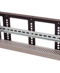 4U Rackmount Low Profile DIN Rail Panel, 3.78 Inch Depth, shown with heavy duty 14 gauge steel, fits standard 19 inch racks.