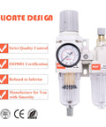 1/4 NPT Air Filter Regulator Lubricator Combo With Auto Drain And Manual Drain Water Oil Separator, Gauge 0-150 Psi, Poly Bowl