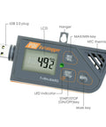 Usb Temperature Data Logger With Real Time Humidity And Barometric Pressure Monitoring Ip65 Waterproof Outdoor Tracker For Crisp Pdf Csv Reports No Hassle Plug And Play with LCD display, USB plug, and control buttons.