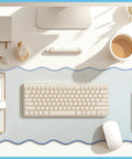 Scalloped Desk Pad With Edge Stitching Large Nonslip Waterproof Table Mat Blue 31.5 x 15.8 Inches Aesthetic Preppy Desk Accessory