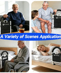 Adjustable Bed Rail With Non Slip Handle And Handy Storage Pocket For Seniors shown in different use cases at home