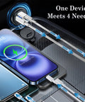 Hella Fast 66W 12V Car Charger With Four Ports Dual PD And Quick Charge 3.0 Digital Voltmeter for charging multiple devices.
