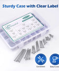 Assorted Stainless Steel Wood Screws Kit With Case, Self Tapping And Self Drilling Drywall Screws, Phillips Flat Head visible with case