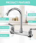 Heavy Duty Rv Kitchen Faucet With Chrome Finish And Abs Body Built Tough Offers Two Levers Plus Eight Inch Base, features flexible spout design.